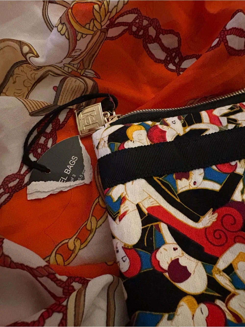 Carolina Herrera laptop bag Black Clutch with Multicolor Dancer Print